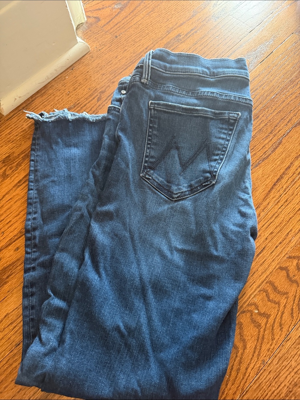 MOTHER Dark Blue Cropped Ankle Jeans